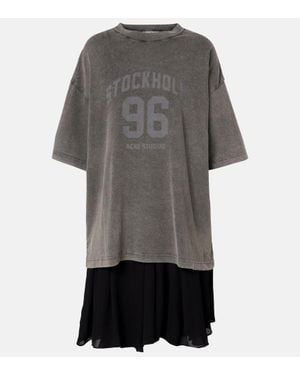 Acne Studios Ennie Logo Cotton Minidress - Gray