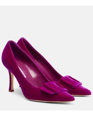 Manolo Blahnik Maysale 90 Velvet Court Shoes - Purple