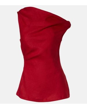 Faithfull the Brand One-Shoulder-Top Suis Aus Leinen - Rot