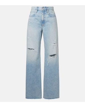 SLVRLAKE Denim Nico Distressed Mid-Rise Wide-Leg Jeans - Blue
