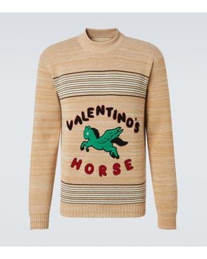 Valentino Pullover Aus Wolle Und Baumwolle - Natur