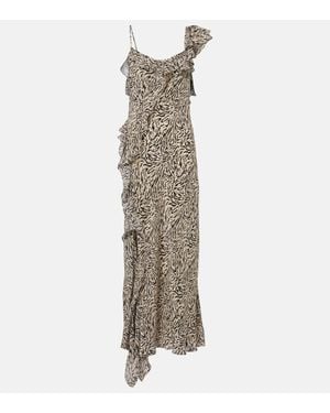 RIXO London Ester Silk Crepe De Chine Maxi Dress - Natural