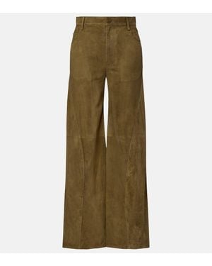 Marni Suede Wide-Leg Trousers - Green