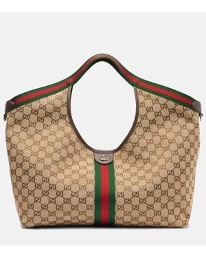 Gucci Giglio Gg Canvas Large Tote Bag - Brown