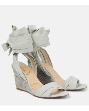 Christian Louboutin Sandali Espadrillas Melides Du Desert 85 Con Zeppa - Metallizzato