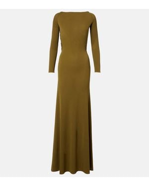 Alex Perry Draped Open-Back Crepe Jersey Gown - Green