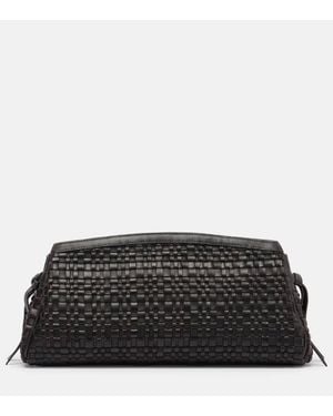 STAUD Maude Woven Leather Clutch - Black