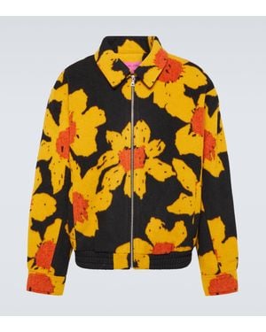 The Elder Statesman Senna Wool And Cashmere Bomber Jacket - Yellow