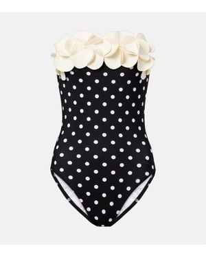 Karla Colletto Badeanzug Mit Blumenapplikation - Schwarz