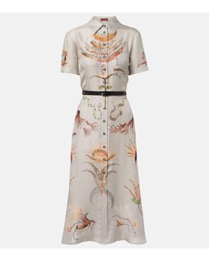 Altuzarra Kiera Printed Silk Shirt Dress - Natural