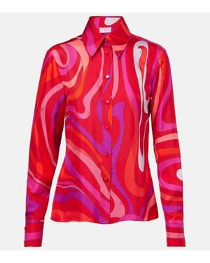 PUCCI Marmo Silk Shirt - Red