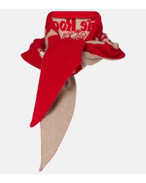 Simone Rocha Logo Beaded Wool And Cashmere Scarf - Red