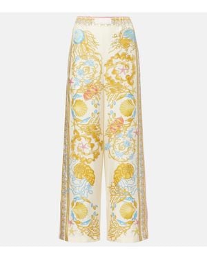 Versace Palazzo-Hose Underwater Barocco Aus Seide - Mettallic