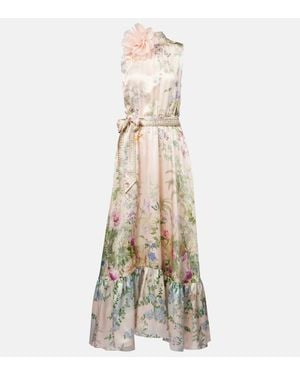 CAMILLA Robe Longue En Soie A Cristaux - Neutre