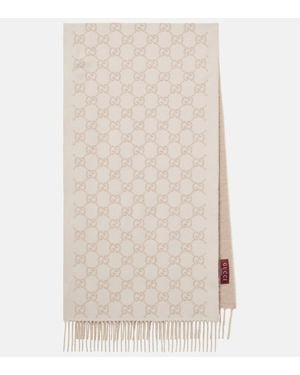 Gucci Gg Fringed Cashmere Scarf - Natural