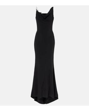 Mugler Metallic-Abendkleid Aus Krepp - Schwarz