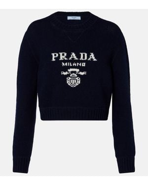 Prada Top Aus Wolle Und Kaschmir - Blau