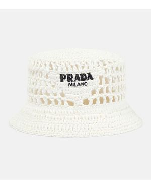 Prada Cappello Bucket Con Ricamo - Bianco