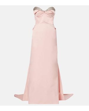 McQueen Robe Aus Duchesse-Satin Mit Kristallen - Pink