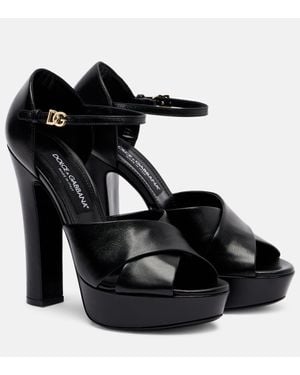 Dolce & Gabbana Leather Platform Sandals - Black