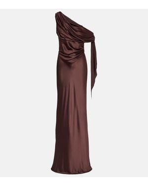 The Sei Draped Asymmetrical Silk Satin Gown - Purple