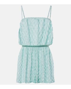 Missoni Open-Knit Lame Romper - Blue