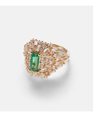 Suzanne Kalan One Of A Kind 18Kt Ring With Diamonds And Emerald - White