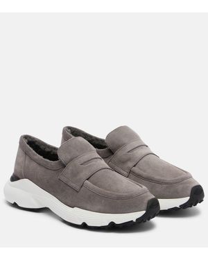 Tod's Slip-Ons Aus Leder Mit Shearling - Grau