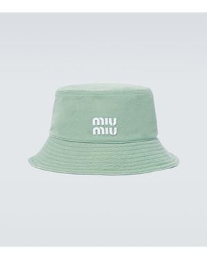 Miu Miu Sombrero De Pescador De Denim - Verde
