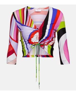 Emilio Pucci Iride Gathered Jersey Crop Top