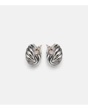 David Yurman Pendientes De Aro Sculpted Cable De Plata De Ley - Blanco