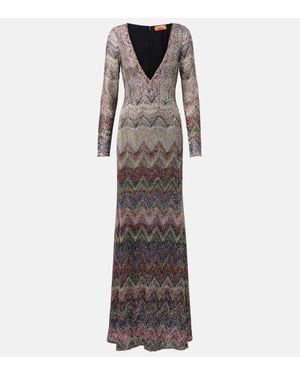 Missoni Abito Lungo Con Lame E Paillettes A Zig-Zag - Grigio