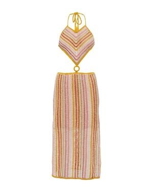 Anna Kosturova Ring Halterneck Crochet Dress - Multicolor