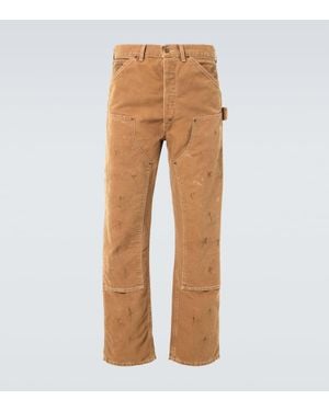 RRL Hamilton Cotton Canvas Straight Pants - Brown