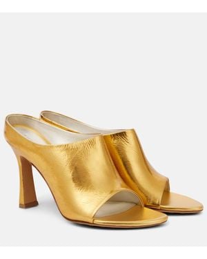 Bottega Veneta Pantoletten Rana Aus Metallic-Leder - Natur