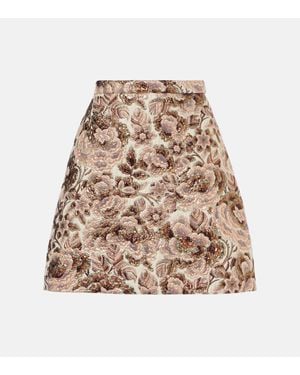 Valentino Apres L'Hiver Matelasse Floral Miniskirt - Natural