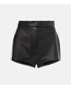 Alex Perry High-Rise Leather Shorts - Black