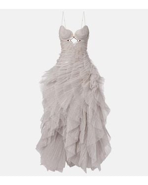 Maria Lucia Hohan Sureya Cutout Ruffled Tulle Gown - Metallic