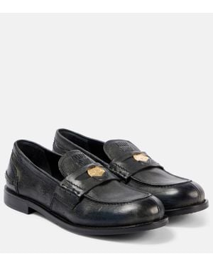 Miu Miu Leather Penny Loafers - Black