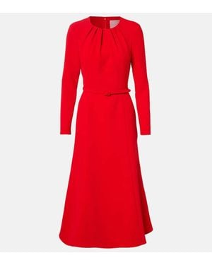 Carolina Herrera Belted Crepe Midi Dress - Red