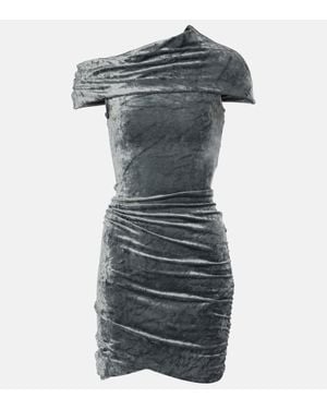 Rick Owens Lola Draped Velvet Minidress - Gray