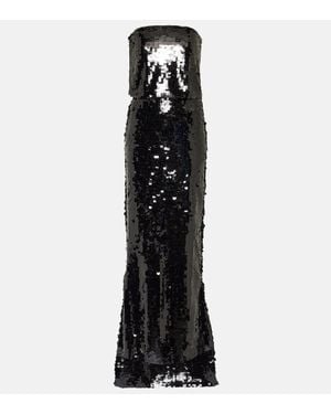 Emilia Wickstead Abito Lungo Con Paillettes - Nero