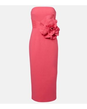 Rebecca Vallance Floral-Applique Crepe Midi Dress - Pink