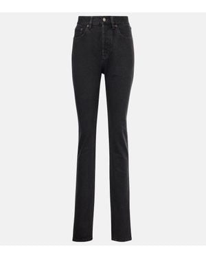 Saint Laurent High-Rise Slim Jeans - Black