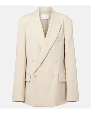 Frankie Shop Newark Double-Breasted Cotton Blazer - Natural