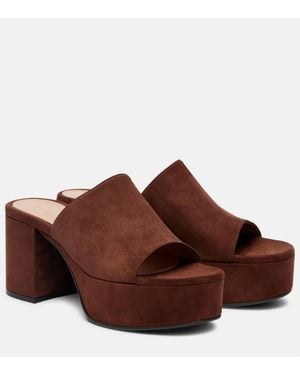 Gianvito Rossi Plateau-Pantoletten Aus Veloursleder - Braun