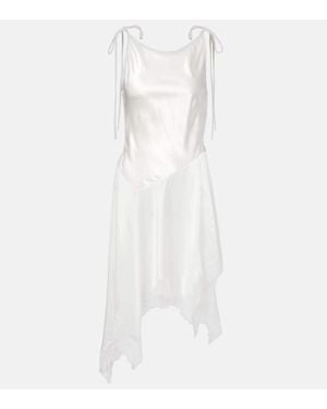 Acne Studios Asymmetric Lace-Trimmed Satin Minidress - White