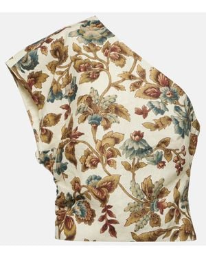 SIR. Bedrucktes Cropped-Top Eleanora Aus Leinen - Mettallic