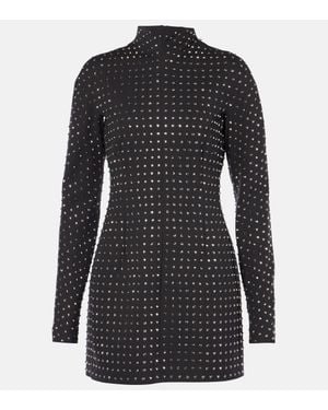 Sportmax Rhinestone-embellished Jersey Minidress - Black