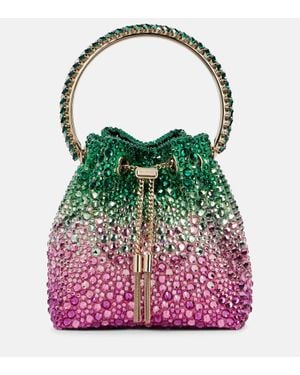 Jimmy Choo Bucket Bag Bon Bon Small Mit Kristallen - Grün